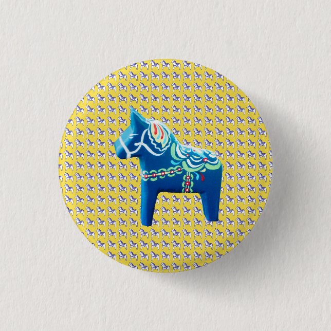 Blue Dala Horse Button (Front)