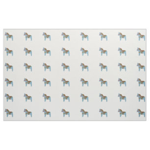 Blue Dala Horse Fabric