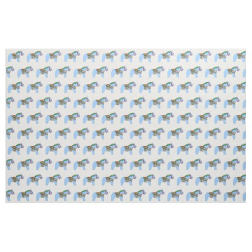 Blue Dala Horse Fabric