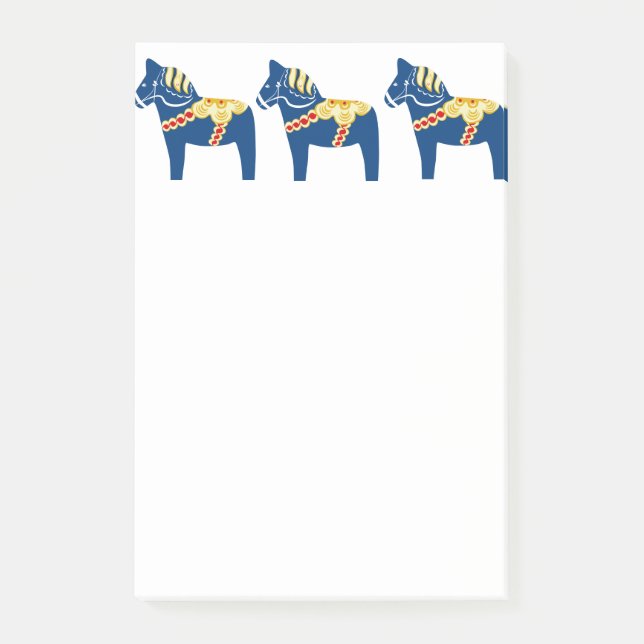 Blue Dala Horse Post it Notes (Front)