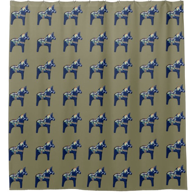 Blue Dala Horse Shower Curtain (Front)