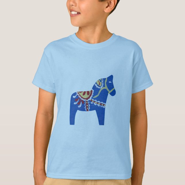 Blue Dala Horse T-Shirt (Front)
