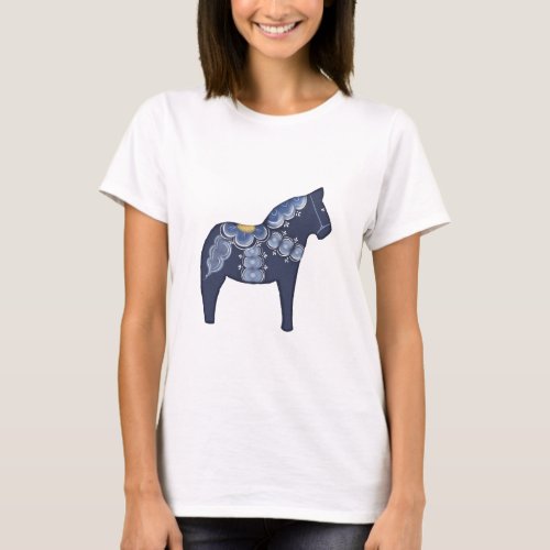 Blue Dala Horse T_Shirt