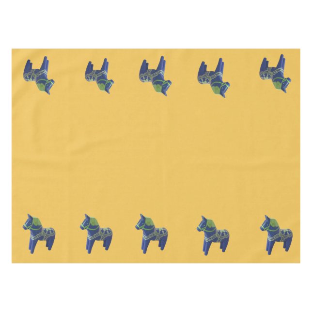 Blue Dala Horse Tablecloth (Front (Horizontal))