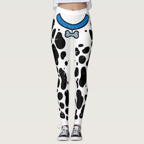 Blue Dalmatian Costume Funny Halloween Dog Men Wom Leggings