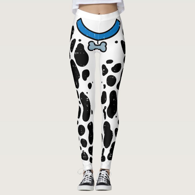 Blue Dalmatian Costume Funny Halloween Dog Men Wom Leggings (Front)