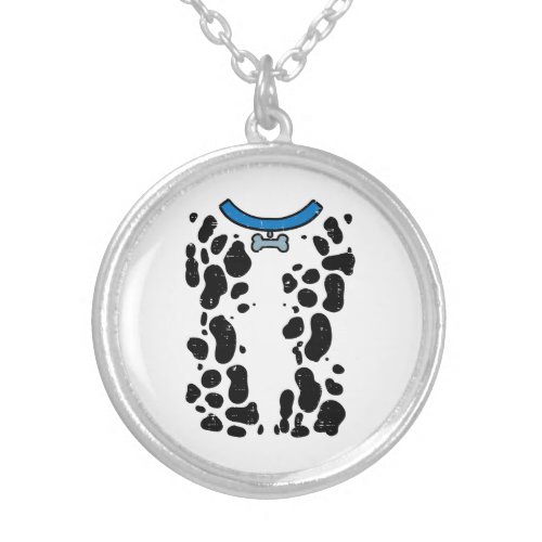 Blue Dalmatian Costume Funny Halloween Dog Men Wom Silver Plated Necklace