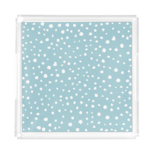 Blue Dalmatian Spots, Dalmatian Dots, Dotted Print Acrylic Tray
