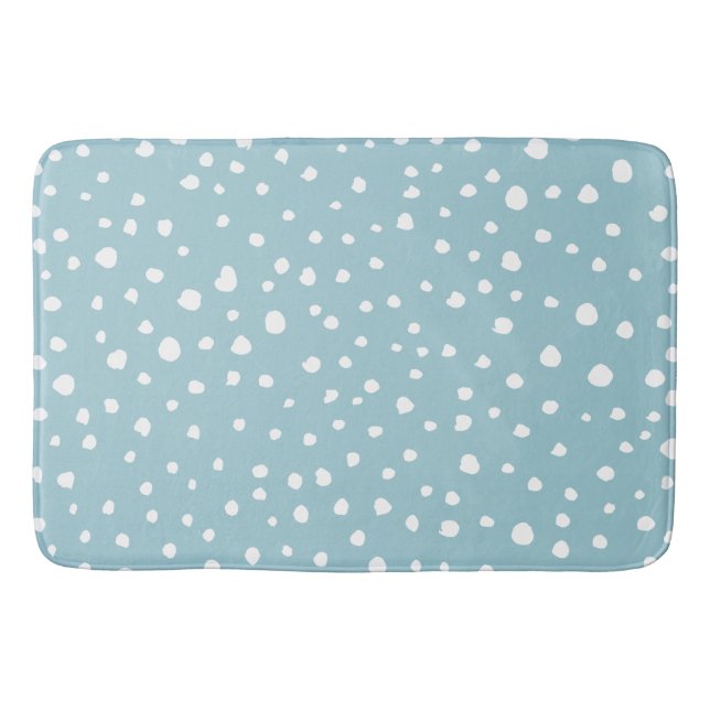 Blue Dalmatian Spots, Dalmatian Dots, Dotted Print Bath Mat (Front)