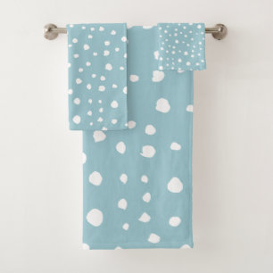 Blue Dalmatian Spots, Dalmatian Dots, Dotted Print Bath Towel Set
