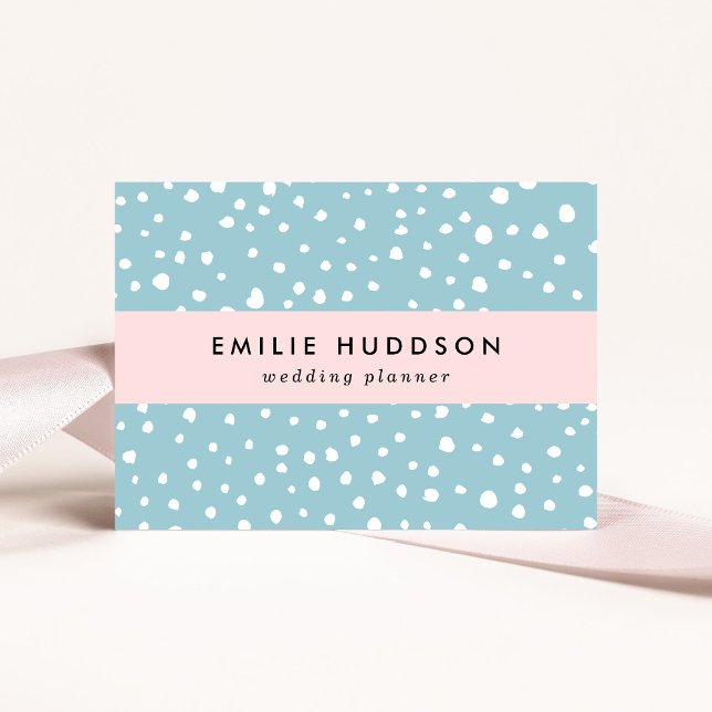 Blue Dalmatian Spots, Dalmatian Dots, Dotted Print Business Card (Creator Uploaded)