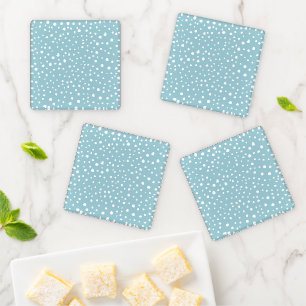 Blue Dalmatian Spots, Dalmatian Dots, Dotted Print Coaster Set
