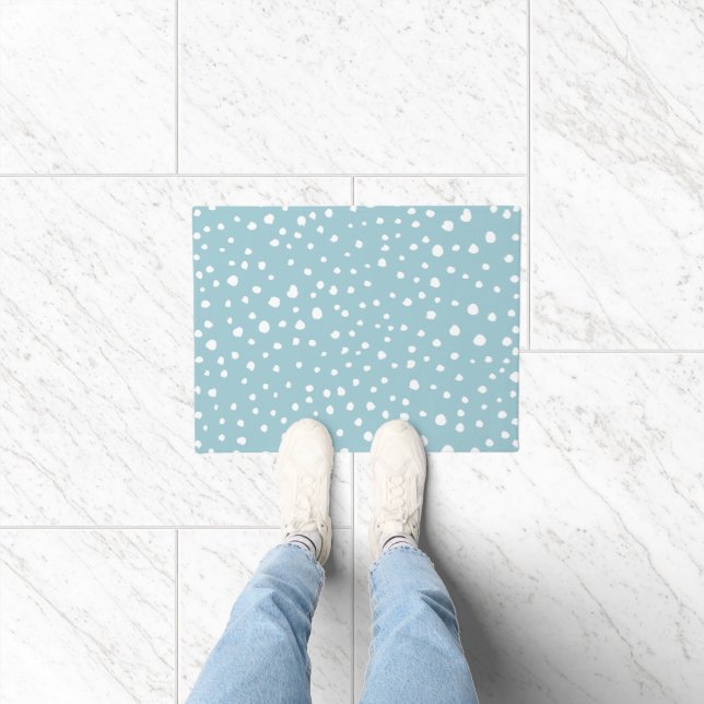 Blue Dalmatian Spots, Dalmatian Dots, Dotted Print Doormat (Indoor)