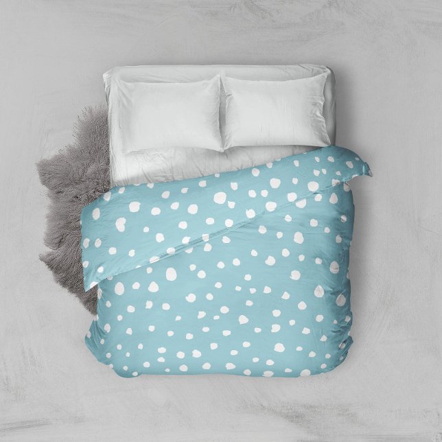Blue Dalmatian Spots, Dalmatian Dots, Dotted Print Duvet Cover (Creator Uploaded)