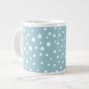 Blue Dalmatian Spots, Dalmatian Dots, Dotted Print Giant Coffee Mug