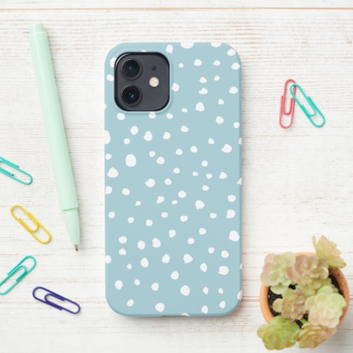 Blue Dalmatian Spots Dalmatian Dots Dotted Print iPhone 12 Case