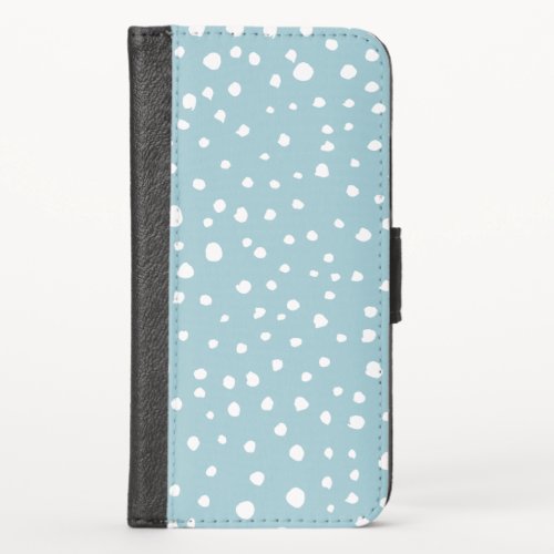 Blue Dalmatian Spots Dalmatian Dots Dotted Print iPhone X Wallet Case