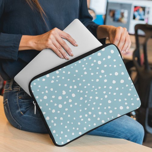 Blue Dalmatian Spots Dalmatian Dots Dotted Print Laptop Sleeve