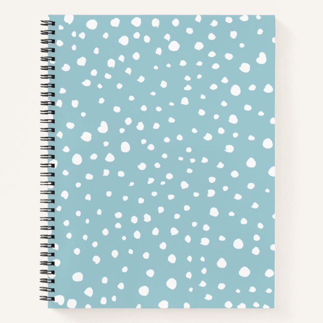Blue Dalmatian Spots, Dalmatian Dots, Dotted Print Notebook (Front)