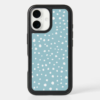 Blue Dalmatian Spots, Dalmatian Dots, Dotted Print iPhone 16 Case