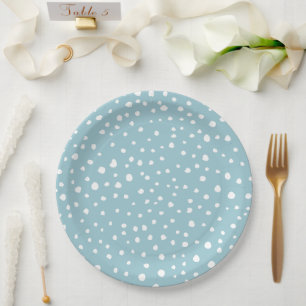 Blue Dalmatian Spots, Dalmatian Dots, Dotted Print Paper Plates
