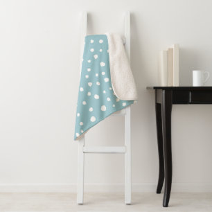 Blue Dalmatian Spots, Dalmatian Dots, Dotted Print Sherpa Blanket