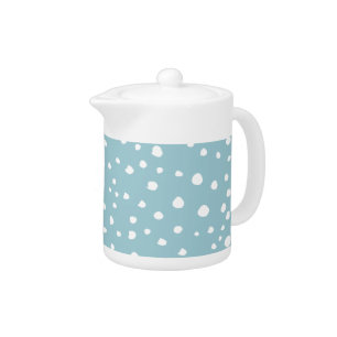 Blue Dalmatian Spots, Dalmatian Dots, Dotted Print Teapot