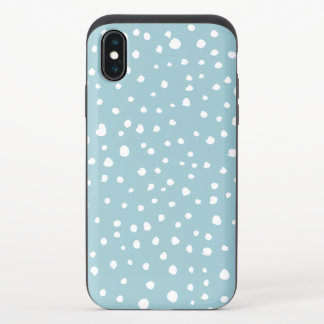 Blue Dalmatian Spots, Dalmatian Dots, Dotted Print iPhone X Slider Case