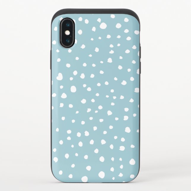 Blue Dalmatian Spots, Dalmatian Dots, Dotted Print Uncommon iPhone Case (Back)