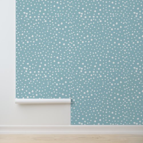 Blue Dalmatian Spots Dalmatian Dots Dotted Print Wallpaper