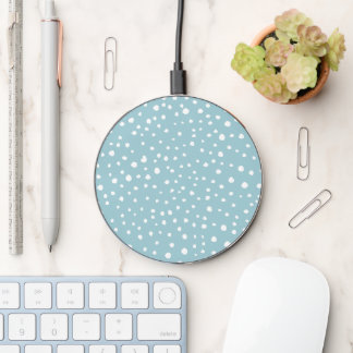 Blue Dalmatian Spots, Dalmatian Dots, Dotted Print Wireless Charger