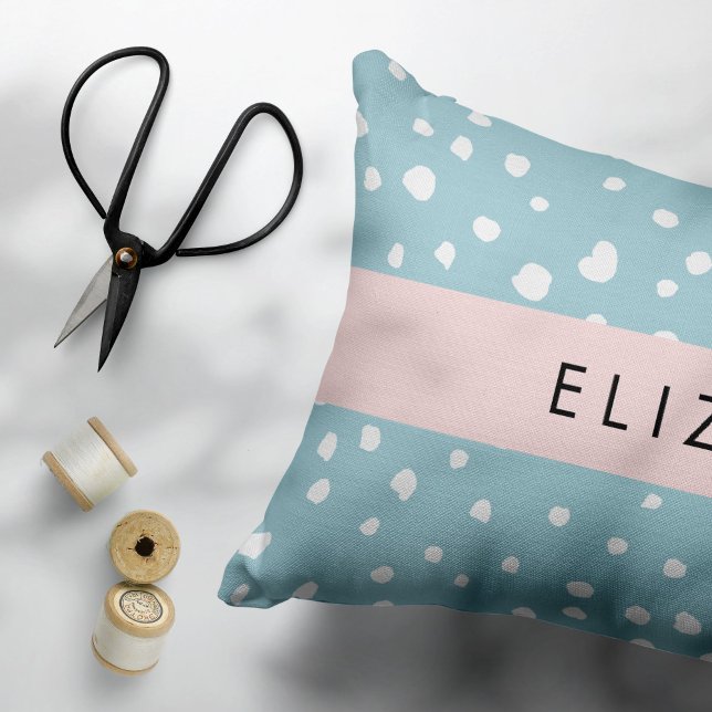 Blue Dalmatian Spots, Dalmatian Dots, Your Name Accent Pillow (Creator Uploaded)