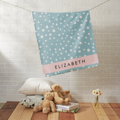 Blue Dalmatian Spots Dalmatian Dots Your Name Baby Blanket