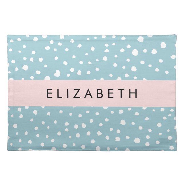 Blue Dalmatian Spots, Dalmatian Dots, Your Name Cloth Placemat (Front)