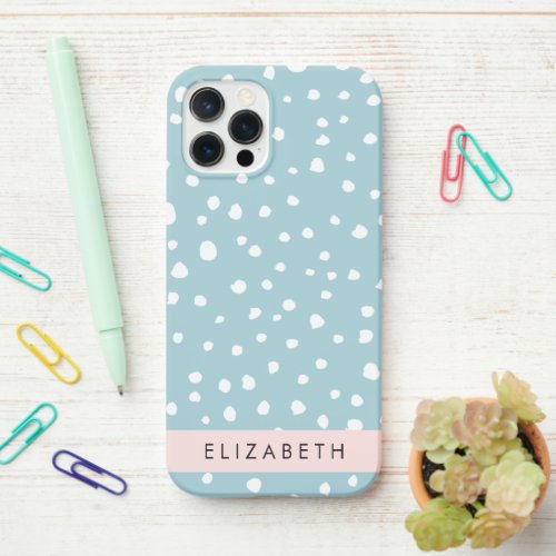 Blue Dalmatian Spots Dalmatian Dots Your Name iPhone 12 Pro Case