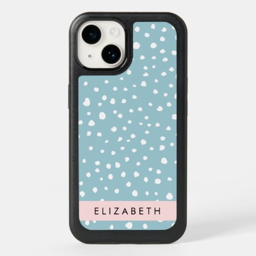 Blue Dalmatian Spots Dalmatian Dots Your Name OtterBox iPhone 14 Case