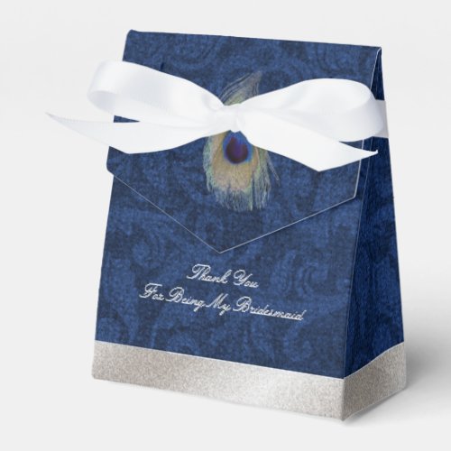 Blue Damask and Peacock Feather Wedding Gift Box