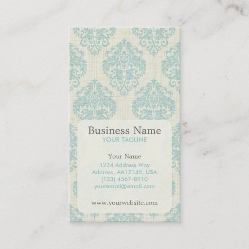 Customizable Blue Damask Appointment Business Card