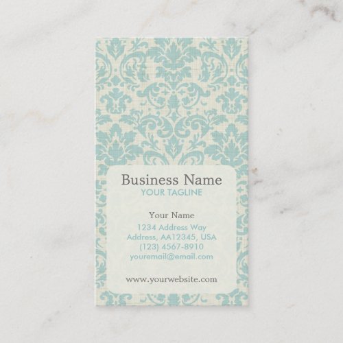 Blue Damask Appointment Business Card