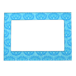 Blue Damask Baby Boy Name Personalized Magnetic Photo Frame