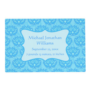 Blue Damask Baby Boy Name Personalized Placemat