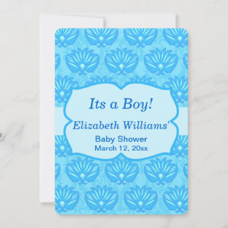 Blue Damask Baby Boy Shower Custom Invitation