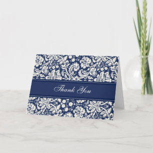 Blue Damask Baby Shower Hostess Thank You Card