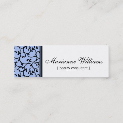 Blue Damask Beauty Micro Mini Business Cards