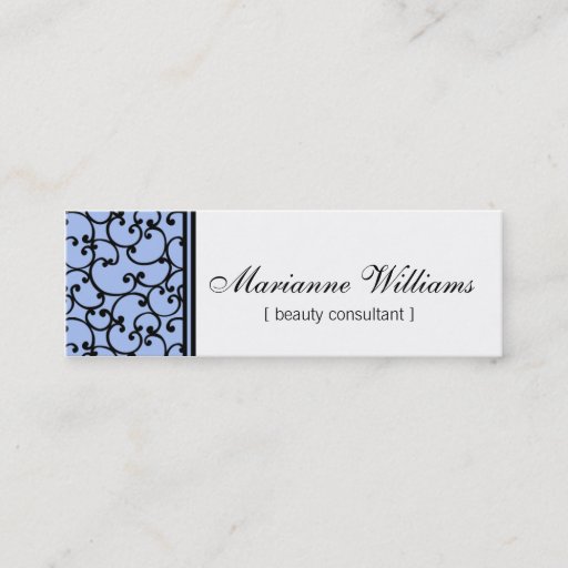 Customizable Blue Damask Beauty Micro Mini Business Cards