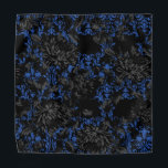 Blue Damask Black Floral Wedding Pocket Square Bandana<br><div class="desc">A dramatic black and blue wedding pocket square to match the wedding neck tie featuring black and blue floral damask mixed with black and gray vintage florals. Makes a perfect pocket square for groom and groomsmen.</div>