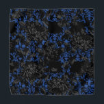 Blue Damask Black Floral Wedding Pocket Square Bandana<br><div class="desc">A dramatic black and blue wedding pocket square to match the wedding neck tie featuring black and blue floral damask mixed with black and gray vintage florals. Makes a perfect pocket square for groom and groomsmen.</div>