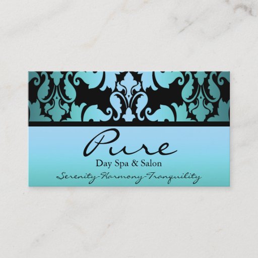 Customizable Blue Damask Business Card