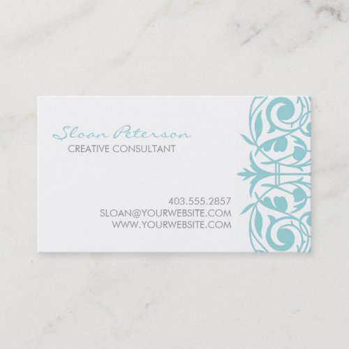 Blue Damask Business Card