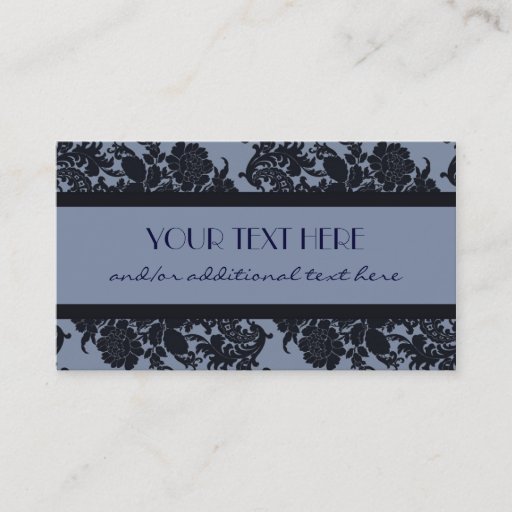 Customizable Blue Damask Business Card